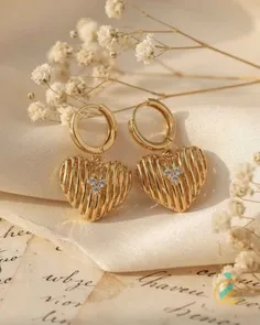 گوشواره آویز قلبی نگینی