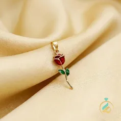 پلاک طلا گل رز قرمز