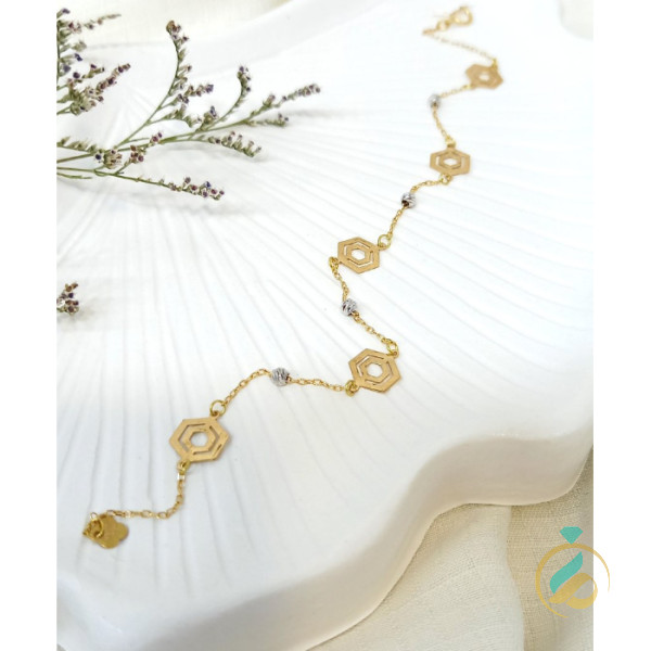 دستبند پولکی مهره ای طلا