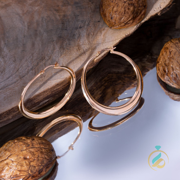 گوشواره حلقه طلا آیینه ای