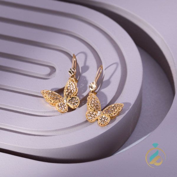 گوشواره پروانه تراش زرد