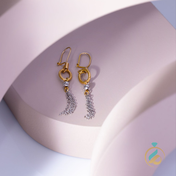 گوشواره طلا دورنگ آویز