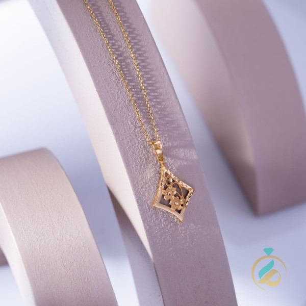 پلاک زنجیر طلای گل