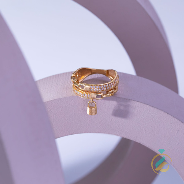 انگشتر طلا قفل آویز