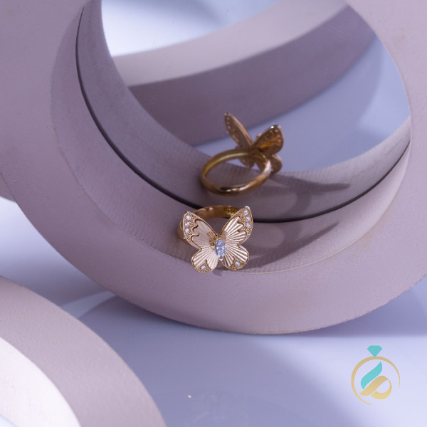 انگشتر طلا نگیندار شاهپرک