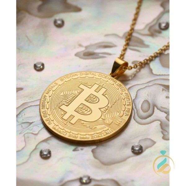 پلاک طلا طرح بیت کوین