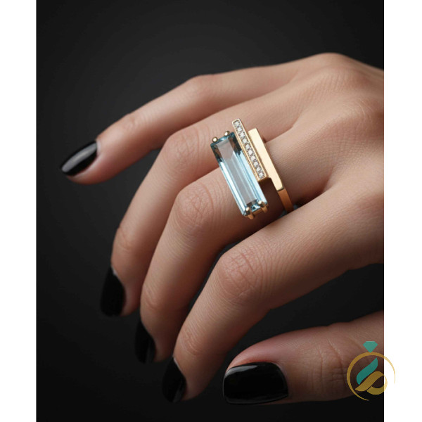 انگشتر طلا سولیتر نگین شیشه ای