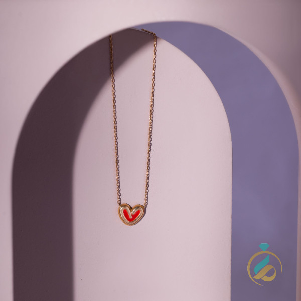گردنبند طلا قلب قرمز.