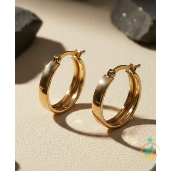 گوشواره حلقه ای آیینه‌ای طلا