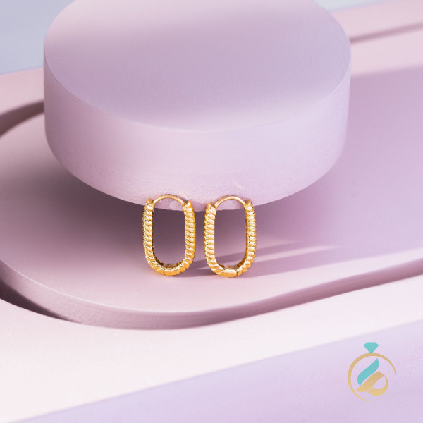 گوشواره طلا بیضی طنابی