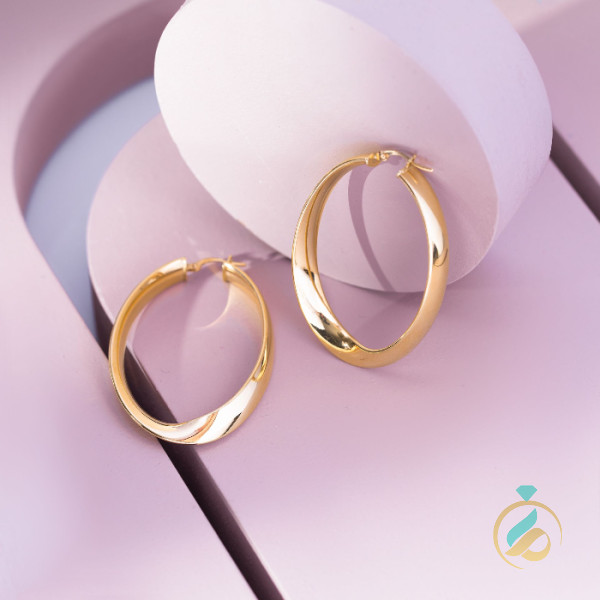 گوشواره حلقه طلا براق.