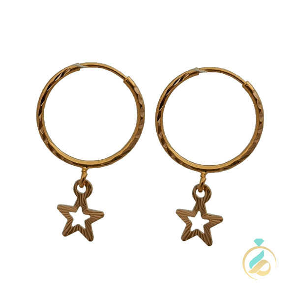 گوشواره طلا حلقه ای اویز ستاره