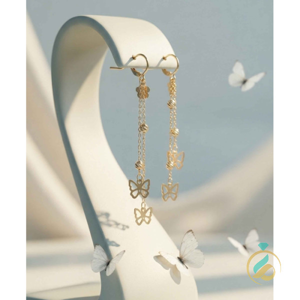 گوشواره آویز طلا پروانه ای