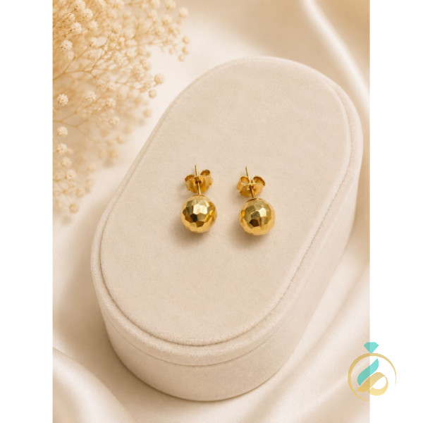 گوشواره طلا گوی تراشدار