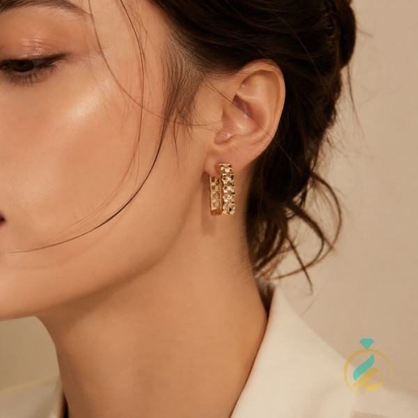 گوشواره طلا مربعی_توری