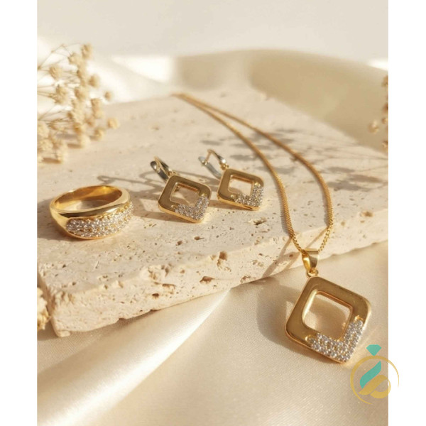 سرویس طلا مربعی نگینی