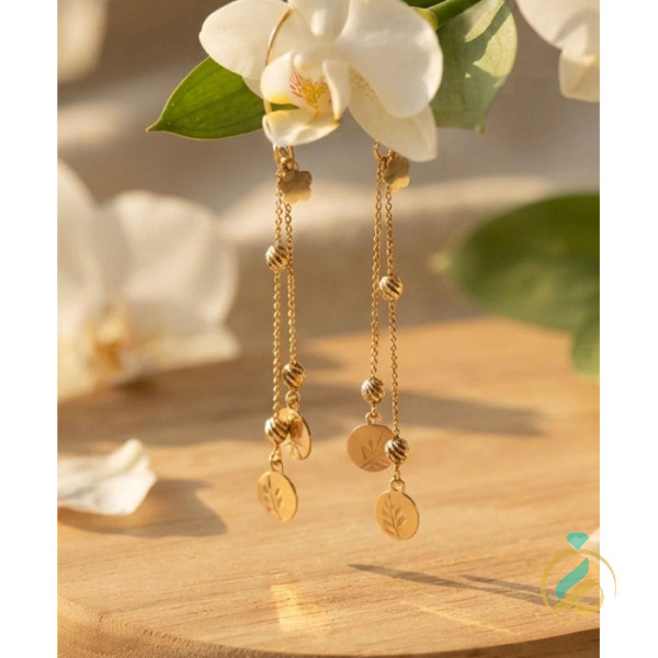 گوشواره آویز طلا برگین