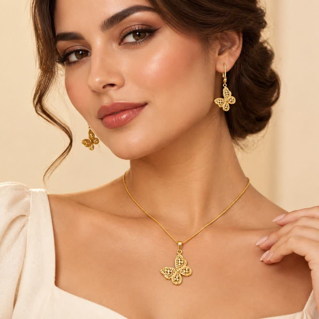 نیم‌ست طلا پروانه عاج