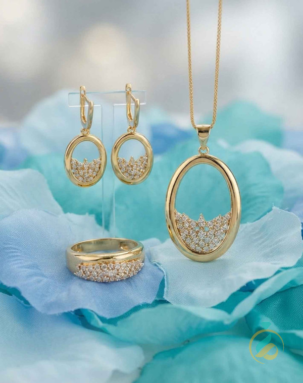 سرویس طلا نگینی بیضی