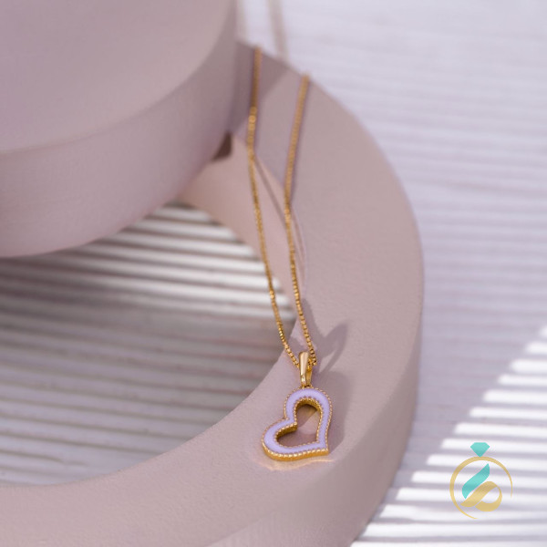 گردنبند طلا قلبی بنفش
