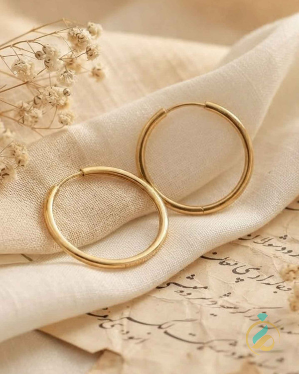 گوشواره حلقه‌ای طلا ساده