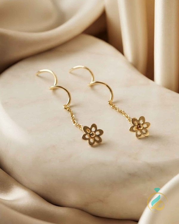 گوشواره فانتزی بخیه ای طلا