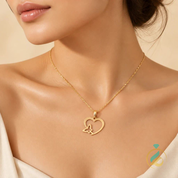 آویز طلا_قلب و پروانه
