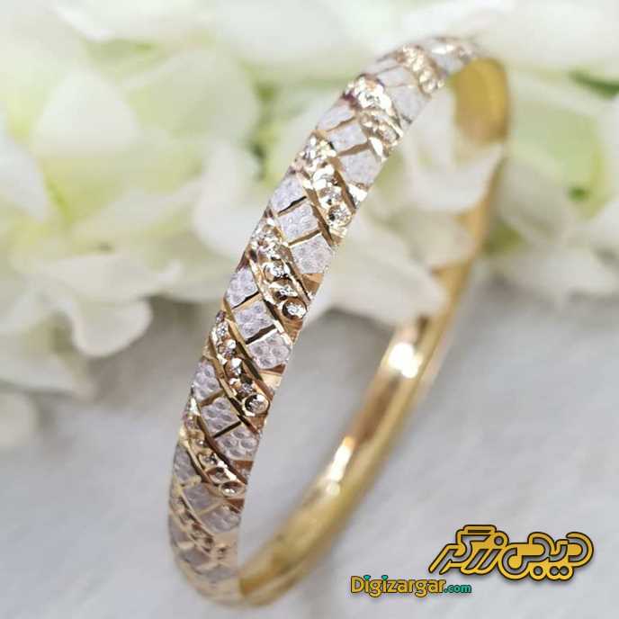 النگو طلا تراش دو رنگ