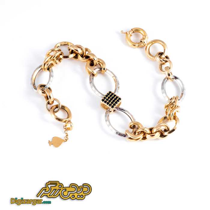 دستبند طلا حلقه ای دو رنگ