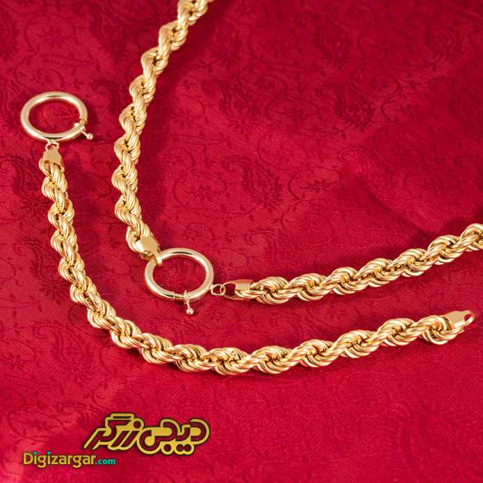 ست گردنبند و دستبند طلا طنابی