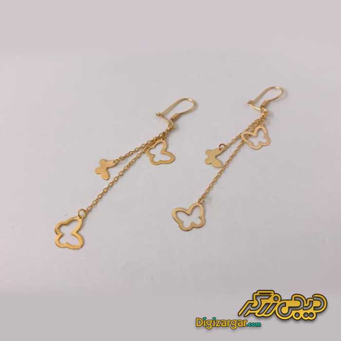 گوشواره طلا آویز پروانه
