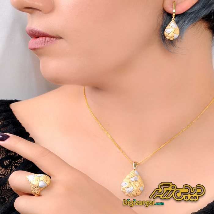 نیم ست طلا تراش دو رنگ
