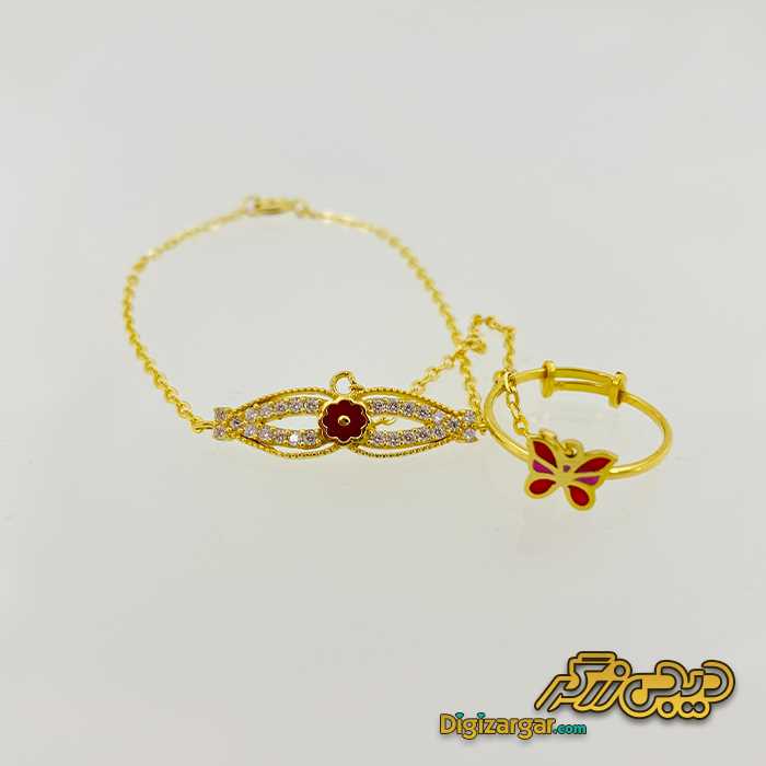 تمیمه طلا کودکانه گل و پروانه