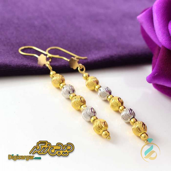 گوشواره طلا آویز گوی تراش