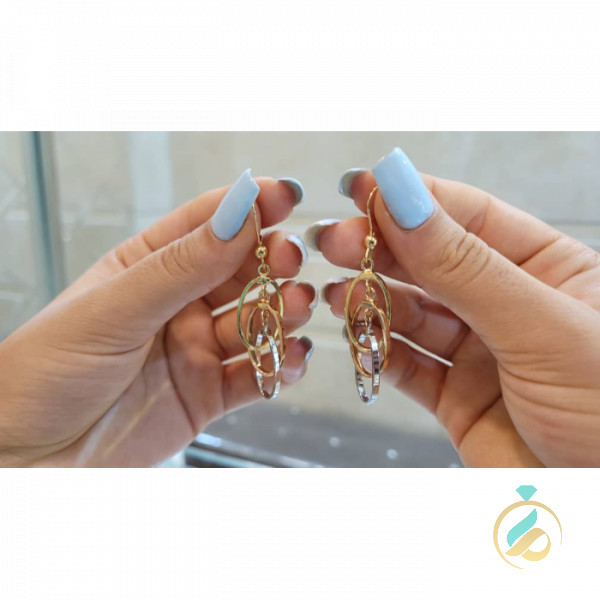 گوشواره طلا آویز بیضی