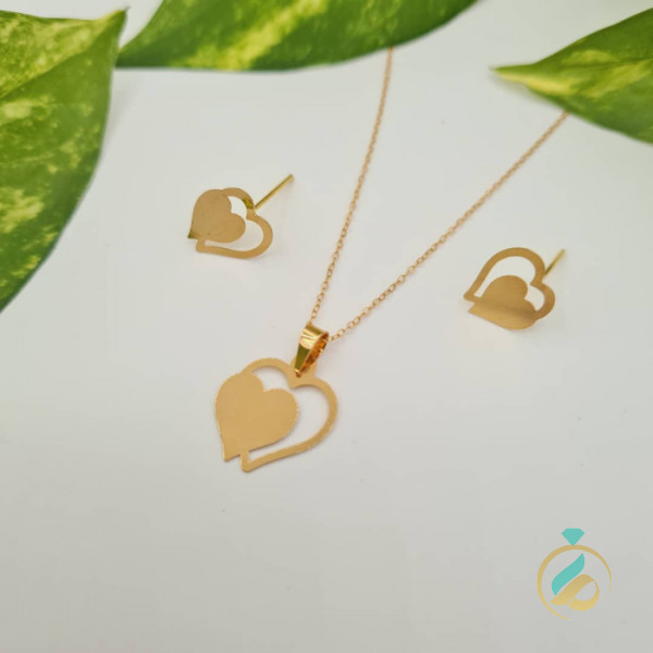 نیم ست طلا قلب آینه ای