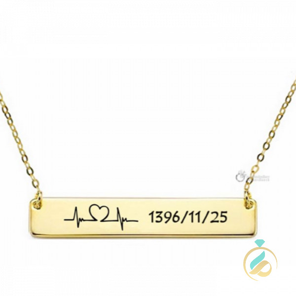 گردنبند طلا مستطیل حکاکی تاریخ