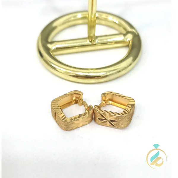 گوشواره طلا حلقه ای مکعب تراش