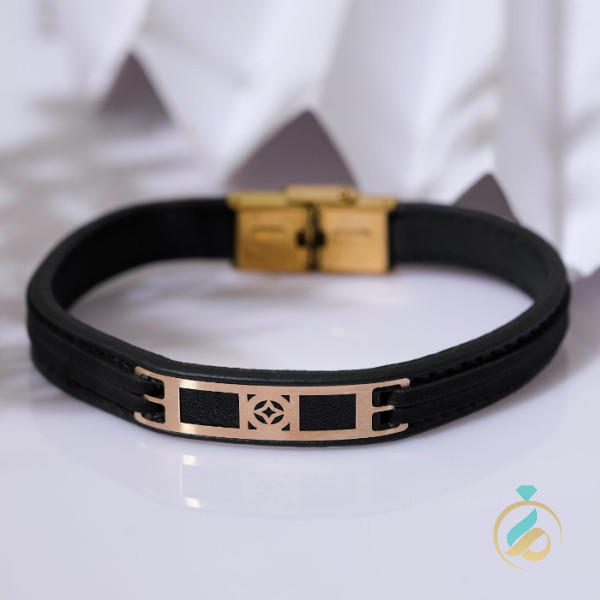 دستبند طلا چرم مکعب