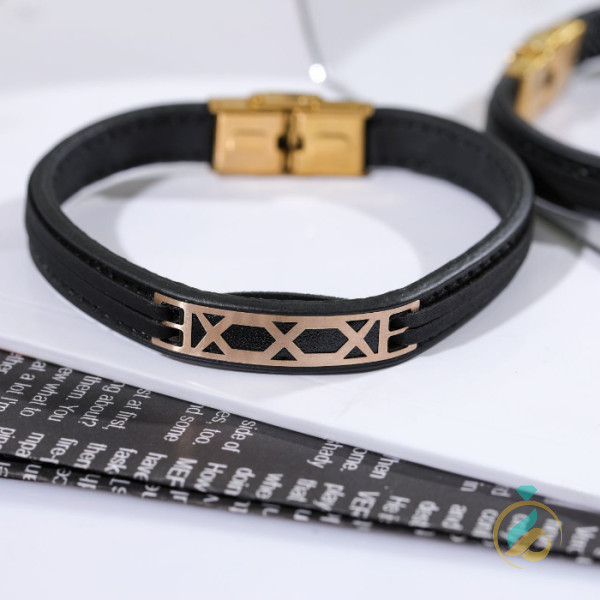 دستبند چرم طلا بی انتها