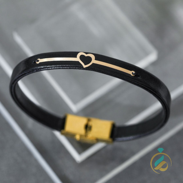 دستبند طلا چرم سیاه