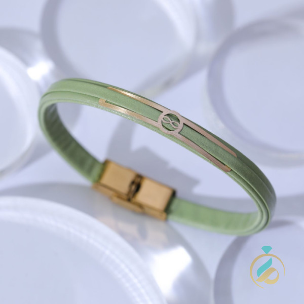 دستبند چرم بی نهایت سبز