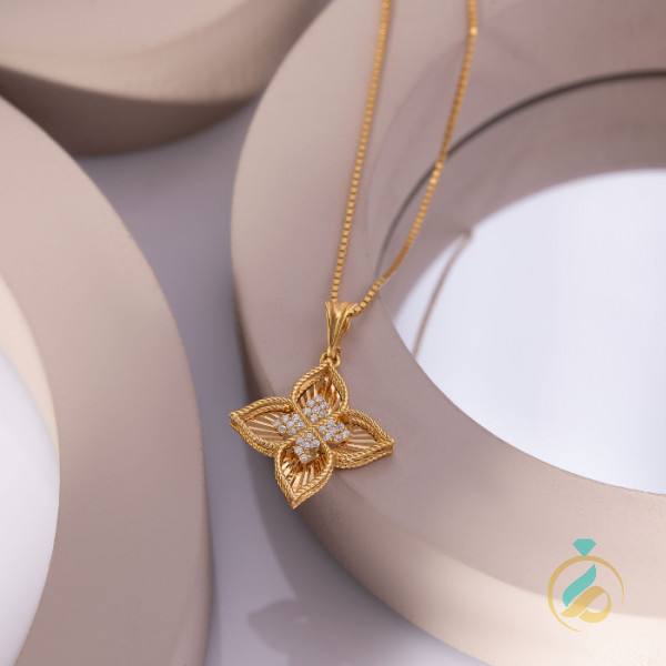 گردنبند طلای نگیندار گل