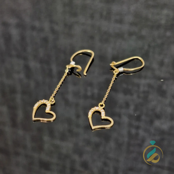 گوشواره آویز قلب نگین دار