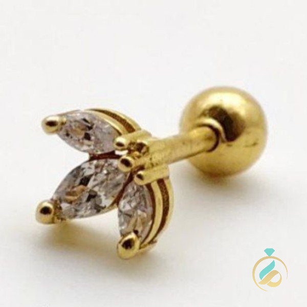 پیرسینگ طلای سه برگ