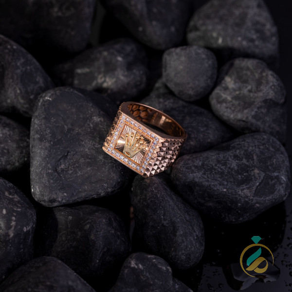 انگشتر طلای آجری تاج