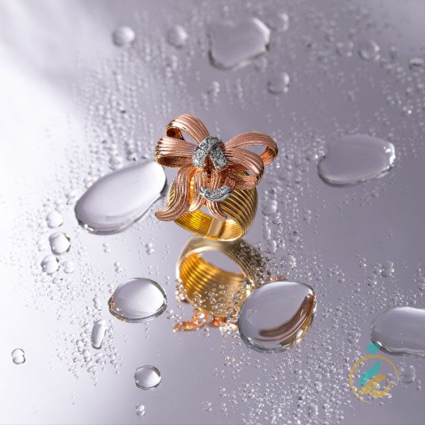 انگشتر طلای پروانه سه رنگ