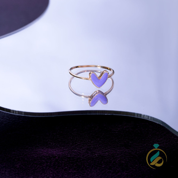 انگشتر طلا قلب بنفش