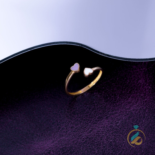 انگشتر قلب سفید و بنفش