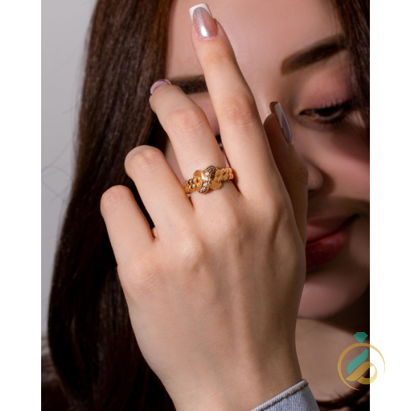 انگشتر طلا ضربدر نگیندار